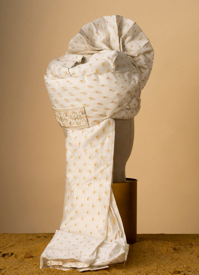 Manyavar Men Royal Satin Safa with Brooch