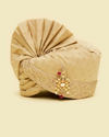 Manyavar Men Royal Beige Safa with Brooch