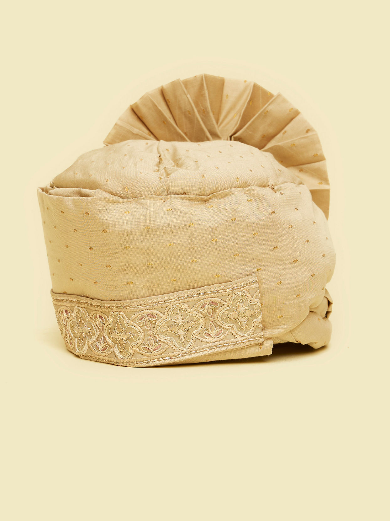 Manyavar Men Royal Beige Safa with Brooch