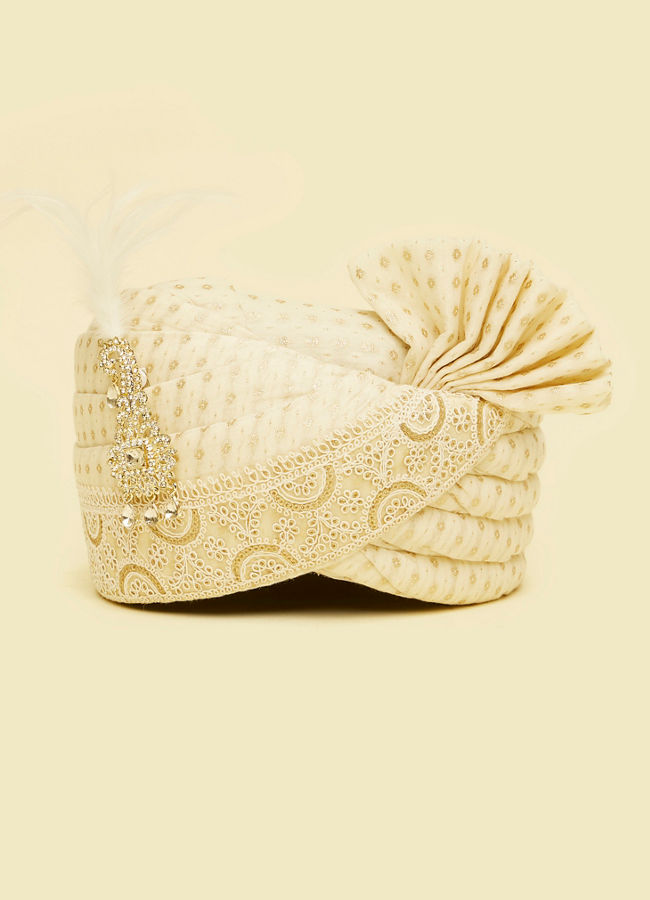 Manyavar Men Cream Tissue Splendor Safa