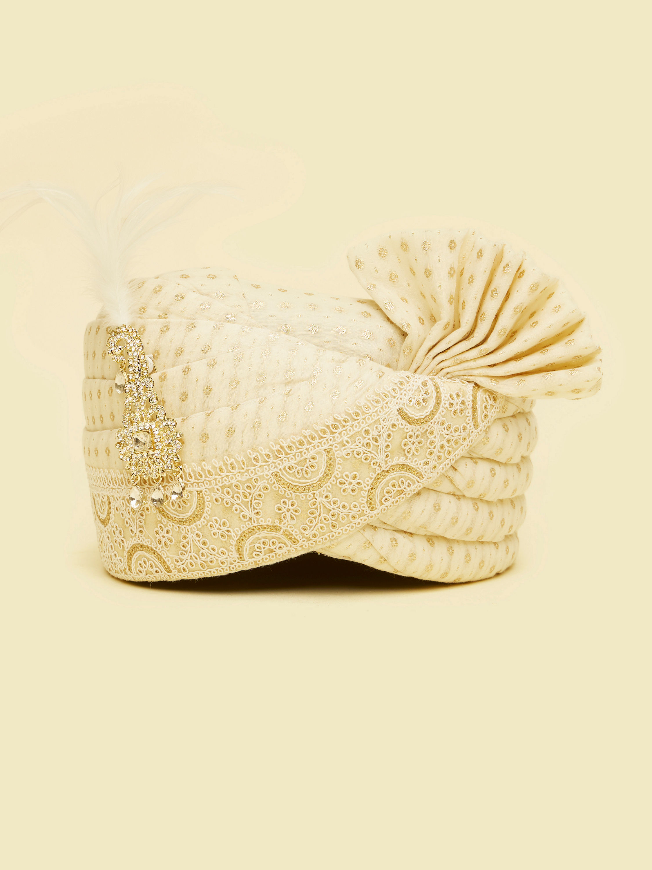 Manyavar Men Cream Tissue Splendor Safa