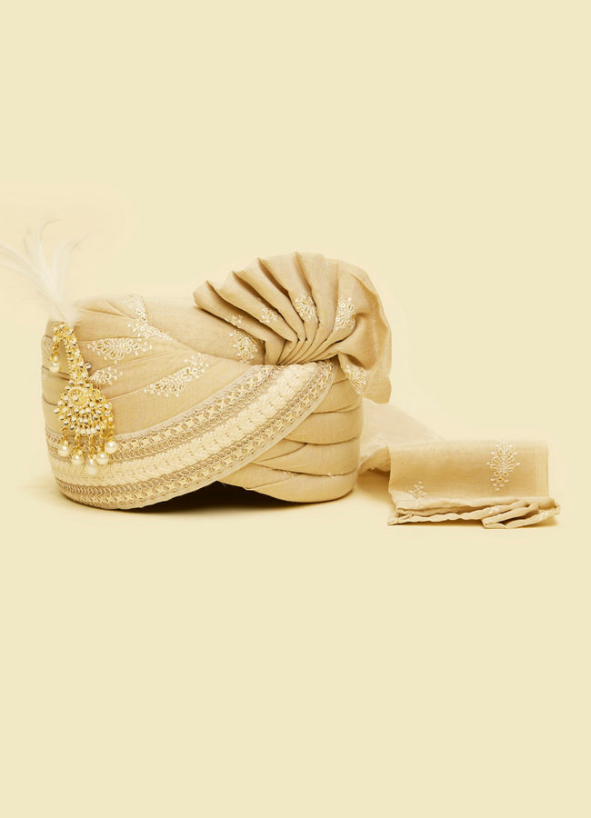 Manyavar Men Radiant Gold Chanderi Safa