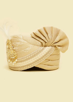 Manyavar Men Radiant Gold Chanderi Safa
