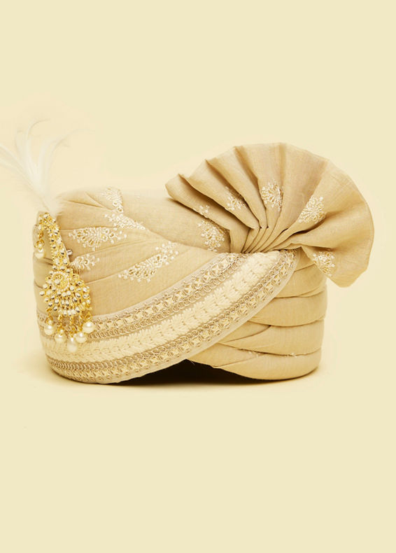 Manyavar Men Radiant Gold Chanderi Safa