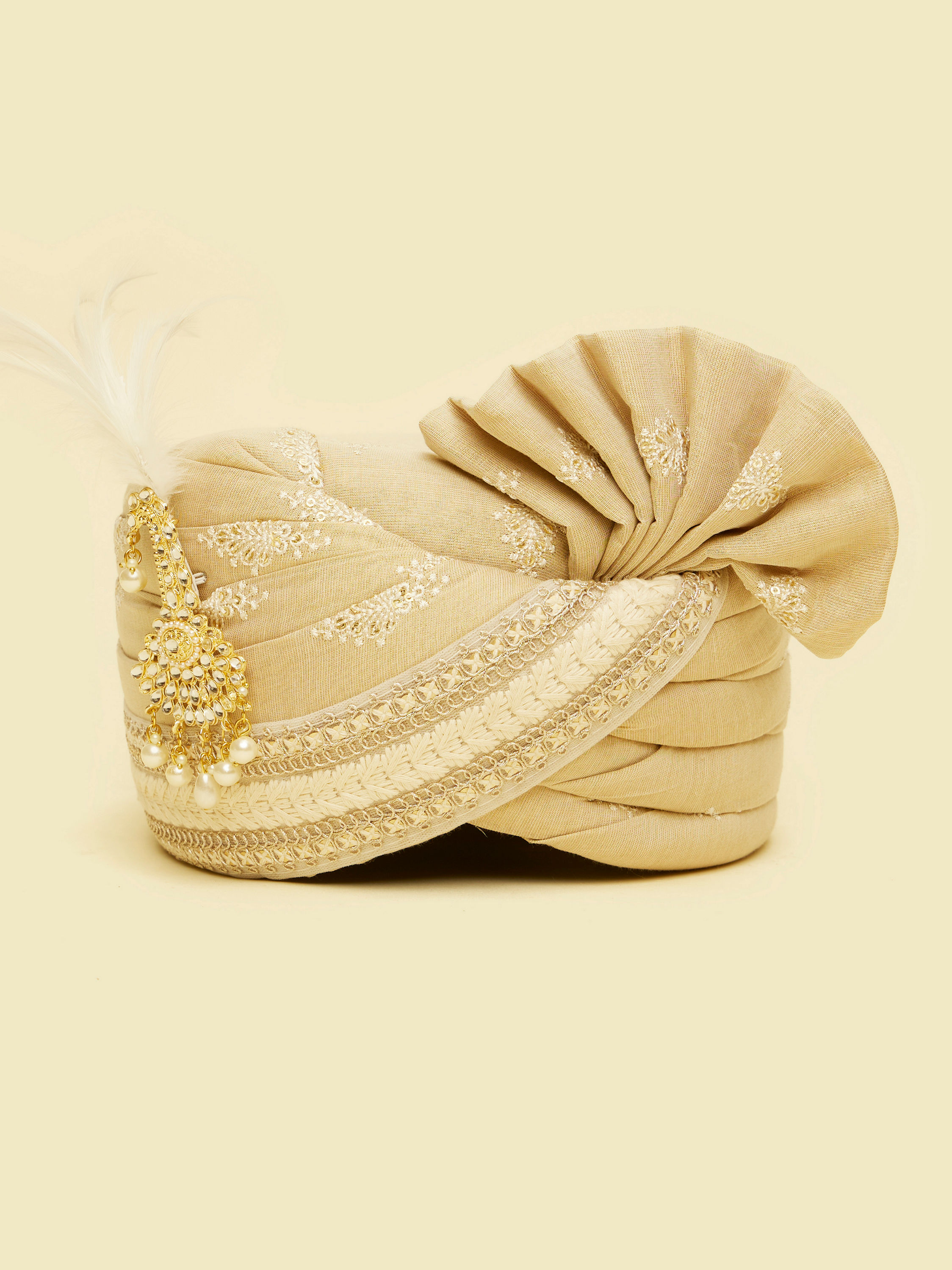Manyavar Men Radiant Gold Chanderi Safa
