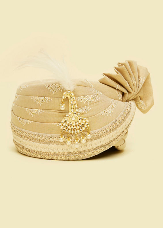 Manyavar Men Radiant Gold Chanderi Safa