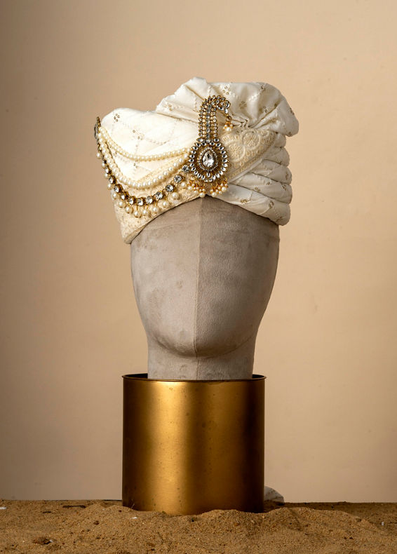 Manyavar Men Glorious Cream Chanderi Safa