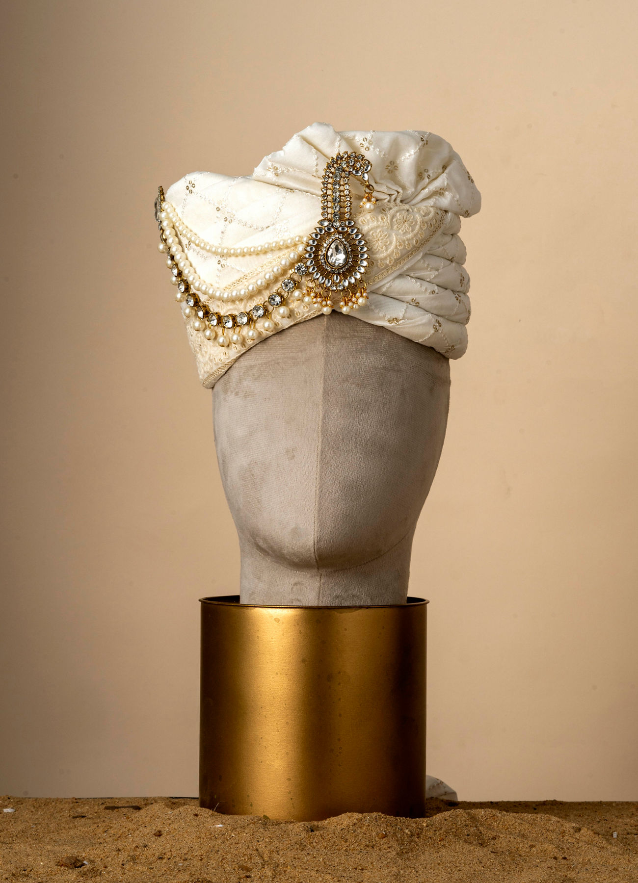 Manyavar Men Glorious Cream Chanderi Safa