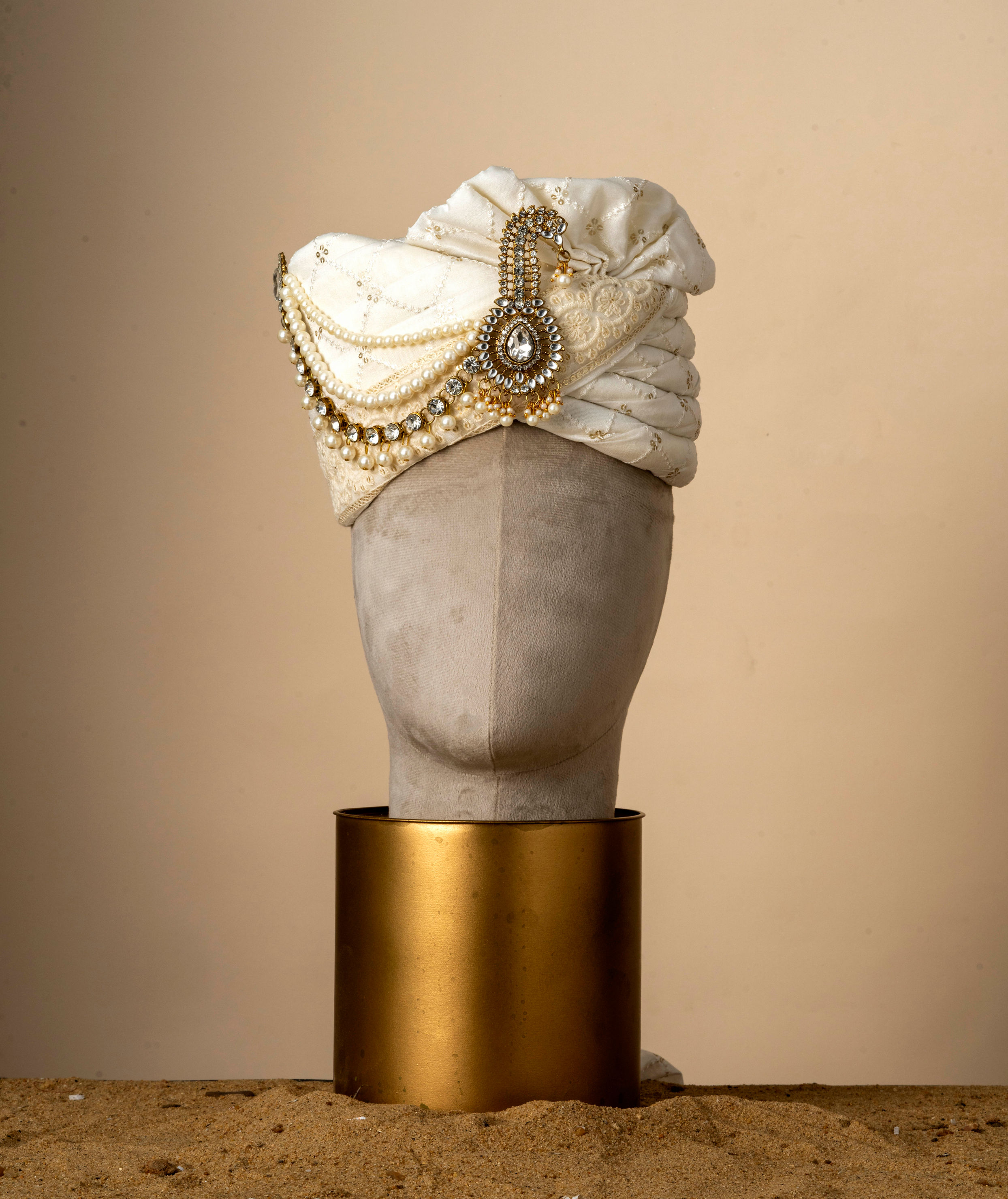 Manyavar Men Glorious Cream Chanderi Safa