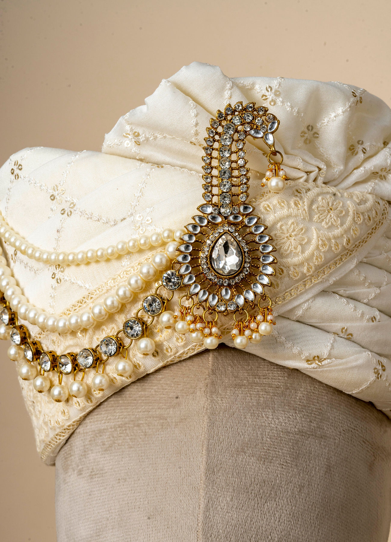 Manyavar Men Glorious Cream Chanderi Safa