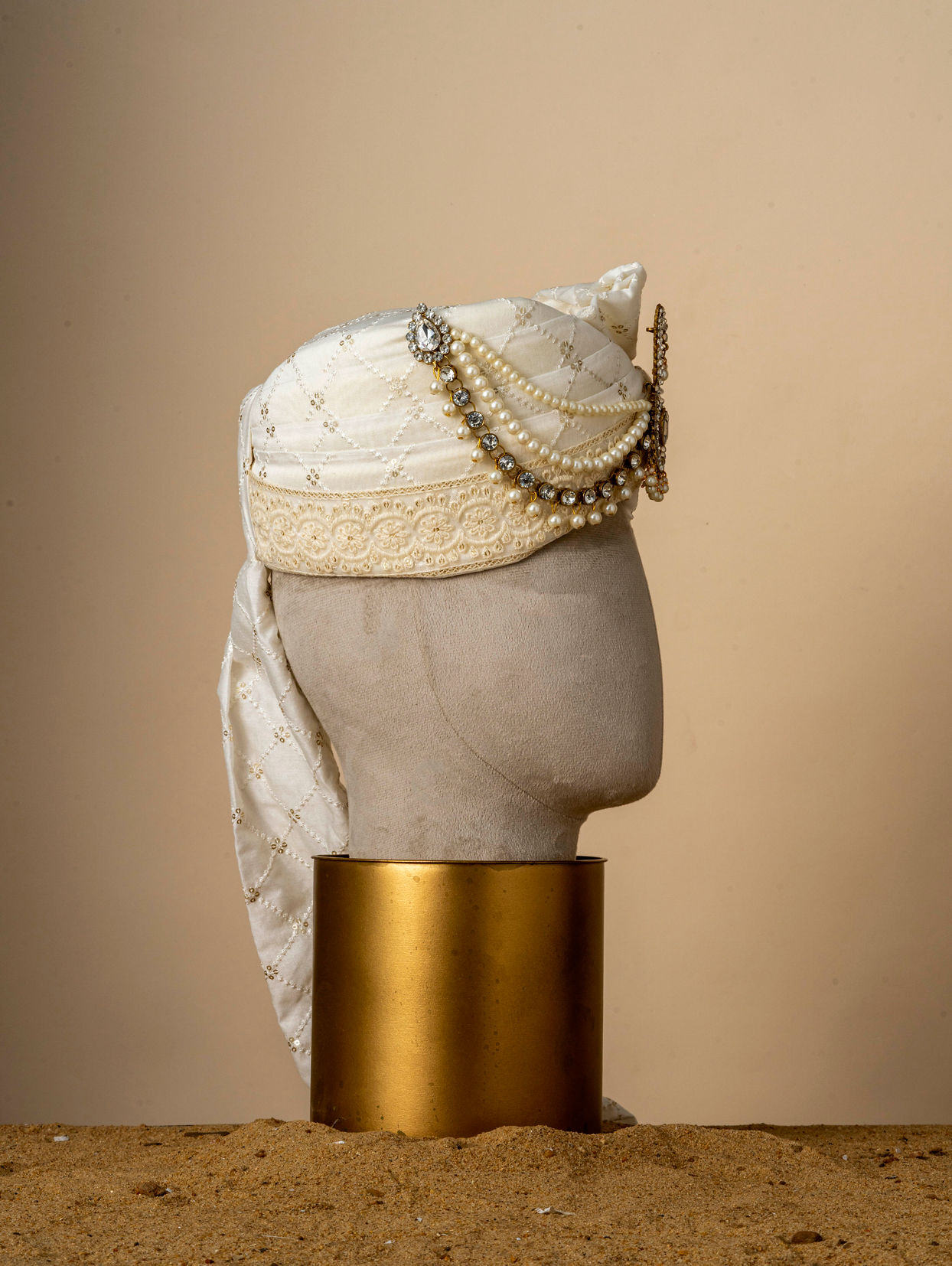 Manyavar Men Glorious Cream Chanderi Safa