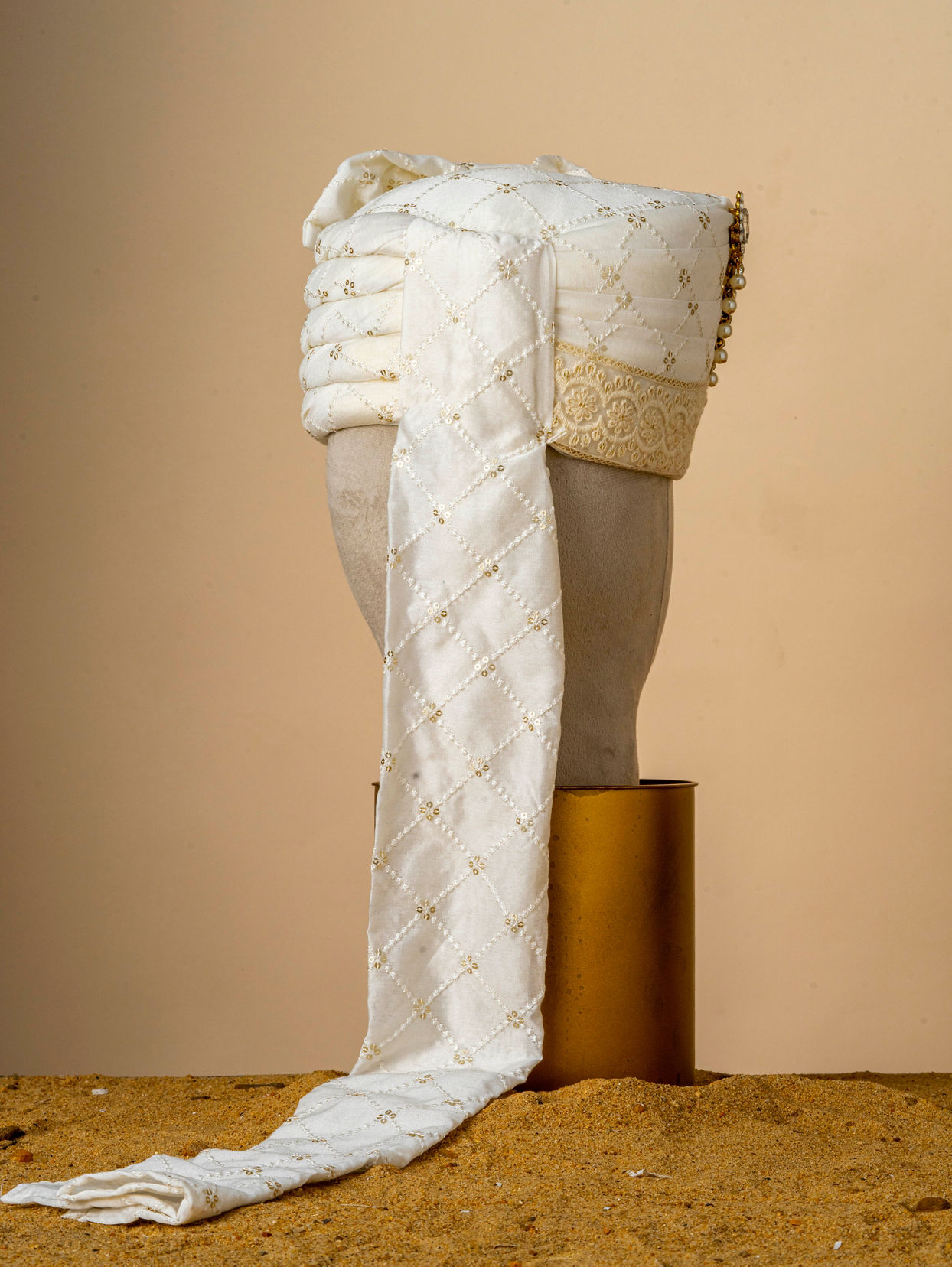 Manyavar Men Glorious Cream Chanderi Safa