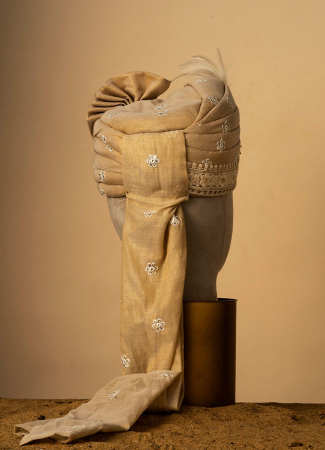 Manyavar Men Royal Chanderi Gold Safa