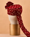 Manyavar Men Red Velvet Safa with Brooch