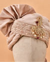 Manyavar Men Champagne Satin Safa with Embellishments
