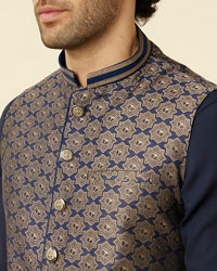 Manyavar Men Midnight Sapphire Blue Thor's Hammer Jacket
