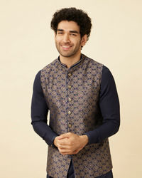 Manyavar Men Midnight Sapphire Blue Thor's Hammer Jacket