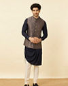 alt message - Manyavar Men Midnight Sapphire Blue Thor's Hammer Jacket image number 2