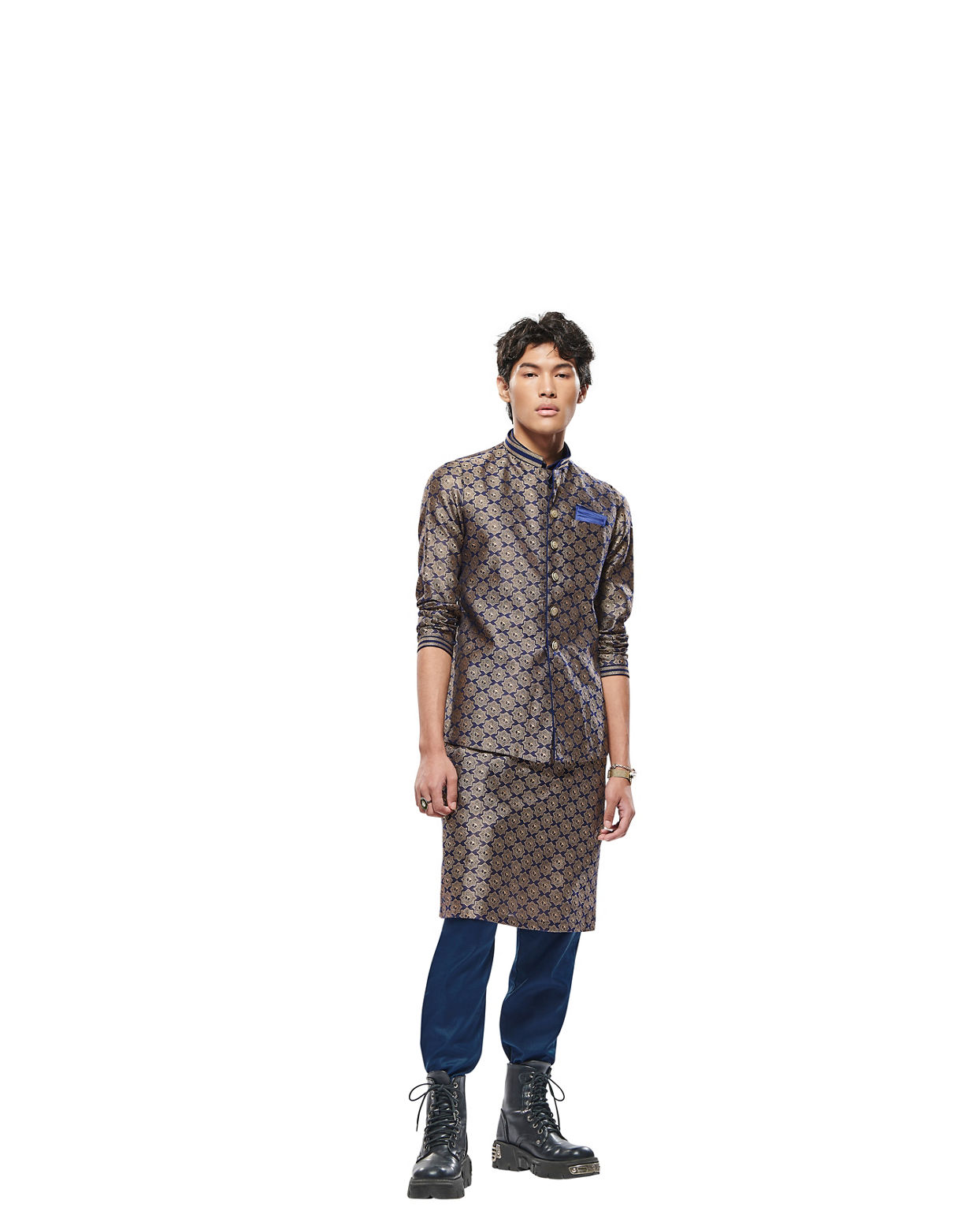 Manyavar Men Midnight Sapphire Blue Thor's Hammer Jacket