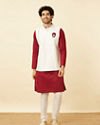 alt message - Manyavar Men Bright White Iron Man-Inspired Jacket image number 2