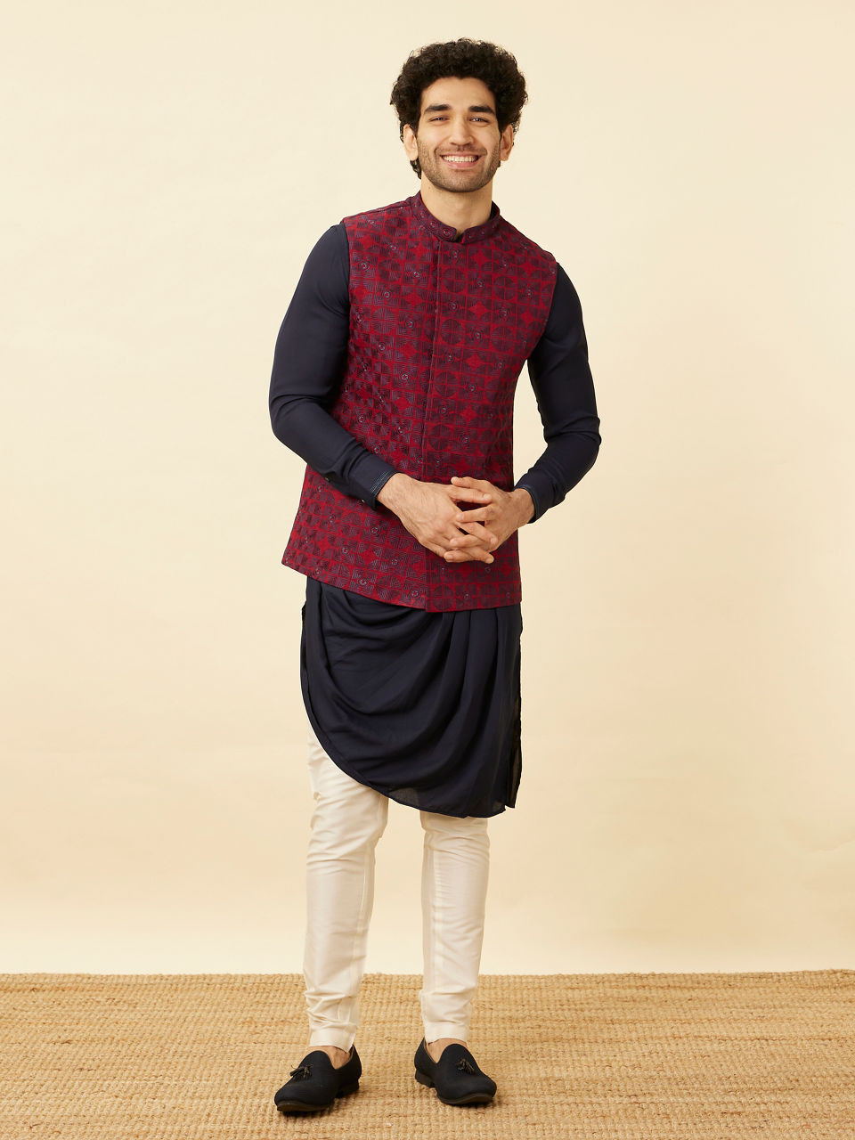 Manyavar Men Aurora Red Captain America Jacket