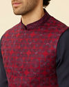 alt message - Manyavar Men Aurora Red Captain America Jacket image number 1