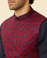 Manyavar Men Aurora Red Captain America Jacket