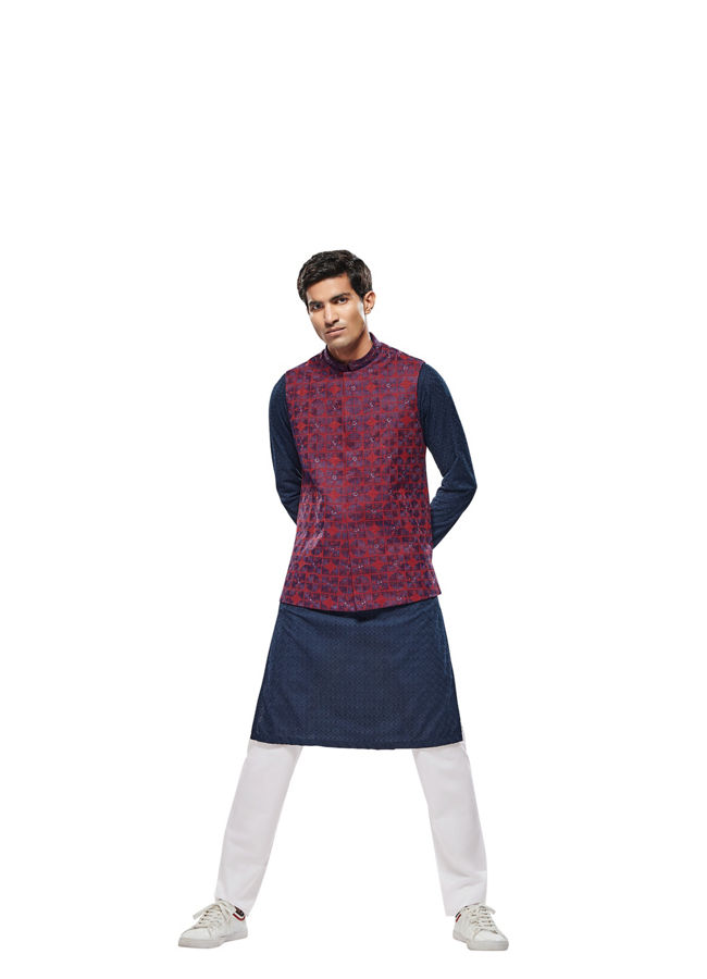 Manyavar Men Aurora Red Captain America Jacket