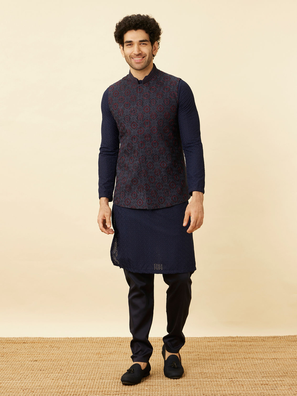 alt message - Manyavar Men Twilight Blue All-Avengers Jacket image number 2