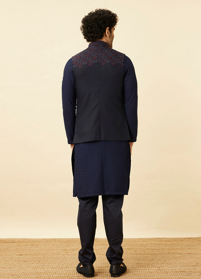 alt message - Manyavar Men Twilight Blue All-Avengers Jacket image number 3