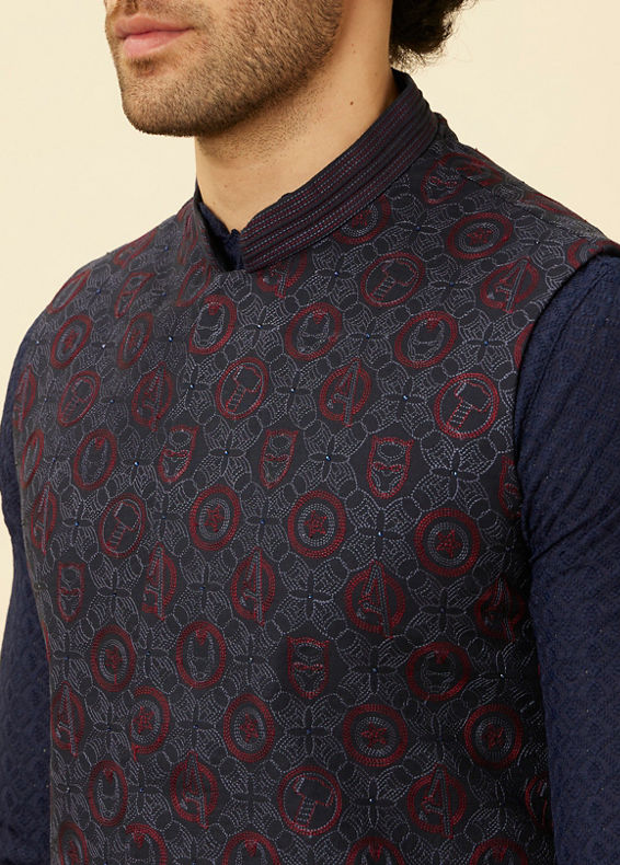 Manyavar Men Twilight Blue All Avengers Jacket