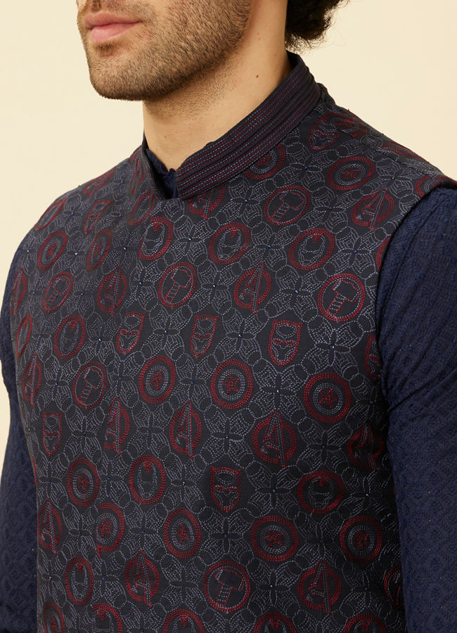 alt message - Manyavar Men Twilight Blue All-Avengers Jacket image number 1