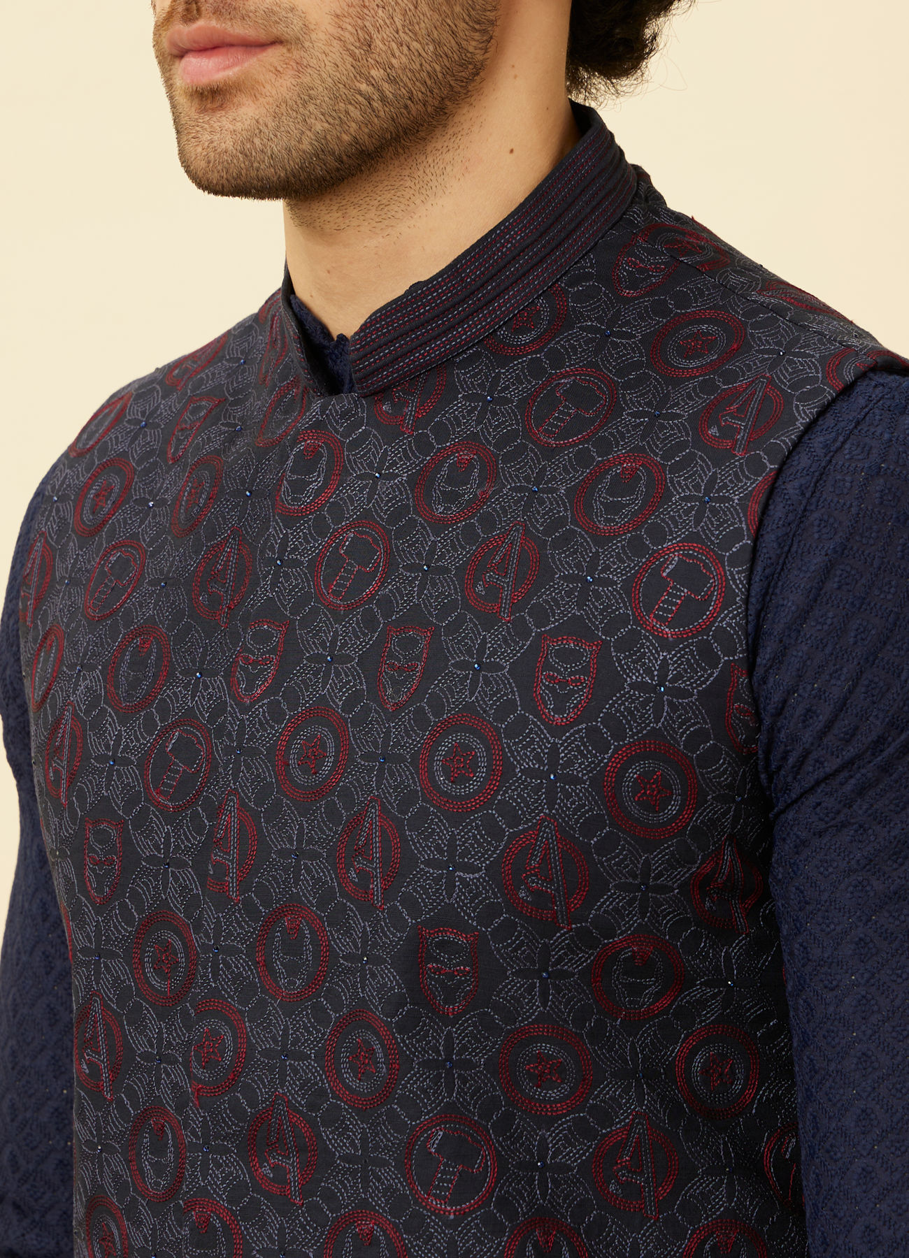 Manyavar Men Twilight Blue All Avengers Jacket