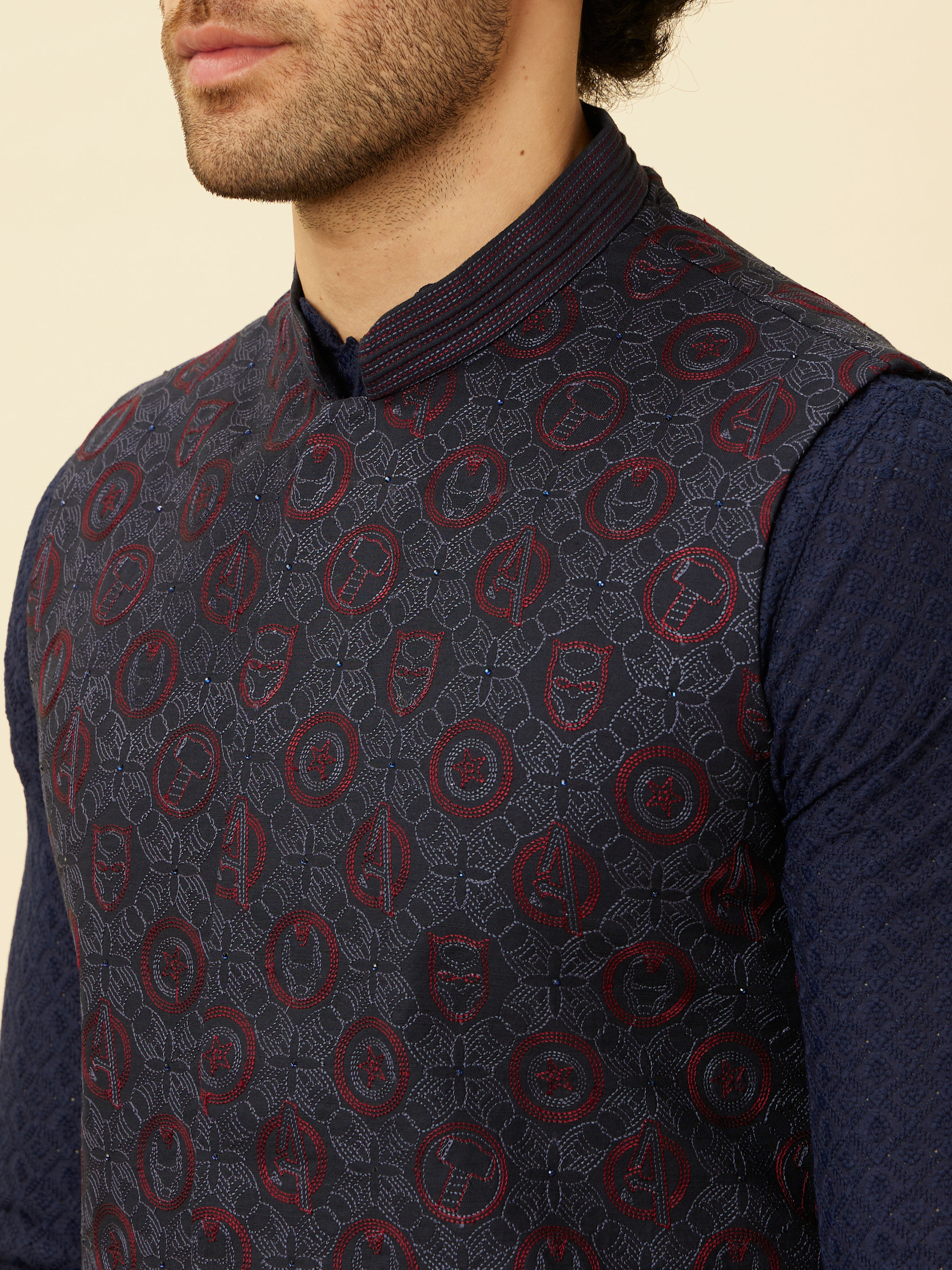 Manyavar Men Twilight Blue All Avengers Jacket