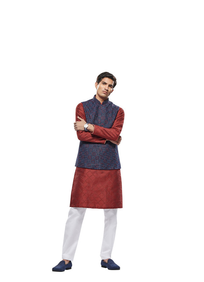 Manyavar Men Twilight Blue All Avengers Jacket
