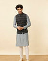 alt message - Manyavar Men Shadow Grey Wakanda Inspired Kurta Jacket Set image number 3