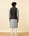 Manyavar Men Shadow Grey Wakanda Inspired Kurta Jacket Set