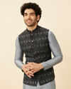 alt message - Manyavar Men Shadow Grey Wakanda Inspired Kurta Jacket Set image number 0