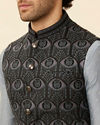 alt message - Manyavar Men Shadow Grey Wakanda Inspired Kurta Jacket Set image number 1