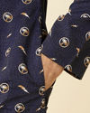 Manyavar Men Maritime Blue Thunderous Kurta Jacket Set