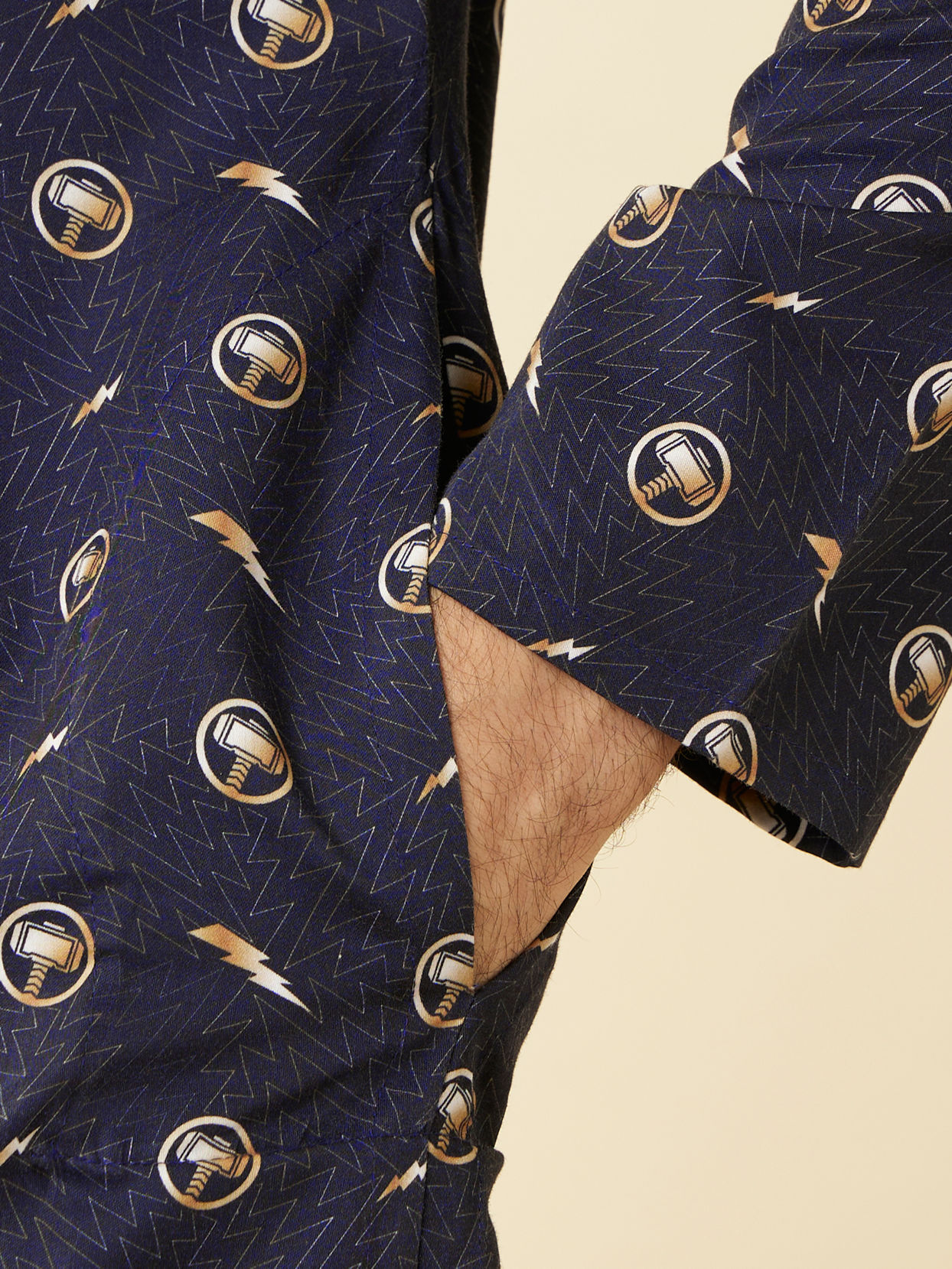 Manyavar Men Maritime Blue Thunderous Kurta Jacket Set