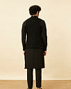 Manyavar Men Midnight Black Black Panther Kurta Jacket Set
