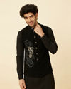 alt message - Manyavar Men Midnight Black Black Panther Kurta Jacket Set image number 0