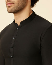 Manyavar Men Ebony Black Black Panther Kurta Jacket Set