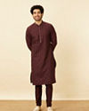 Marsala Red Iron Man Kurta Set image number 2