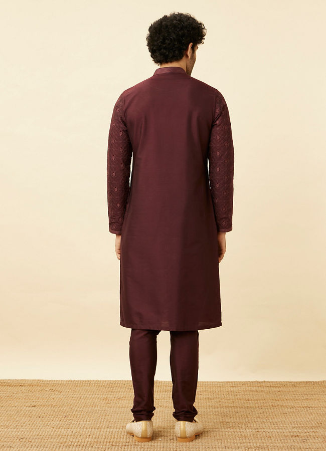 alt message - Manyavar Men Marsala Red Iron Man Kurta Set image number 5