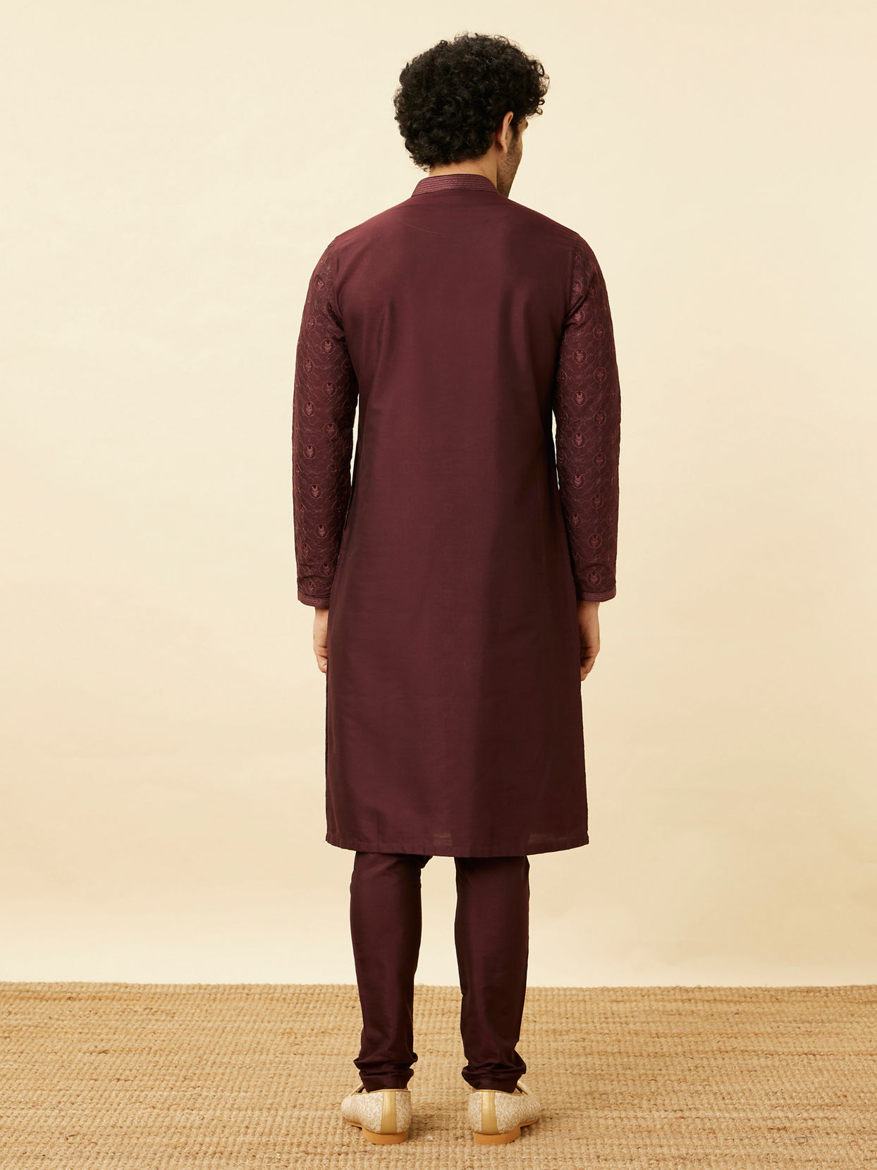 alt message - Manyavar Men Marsala Red Iron Man Kurta Set image number 5