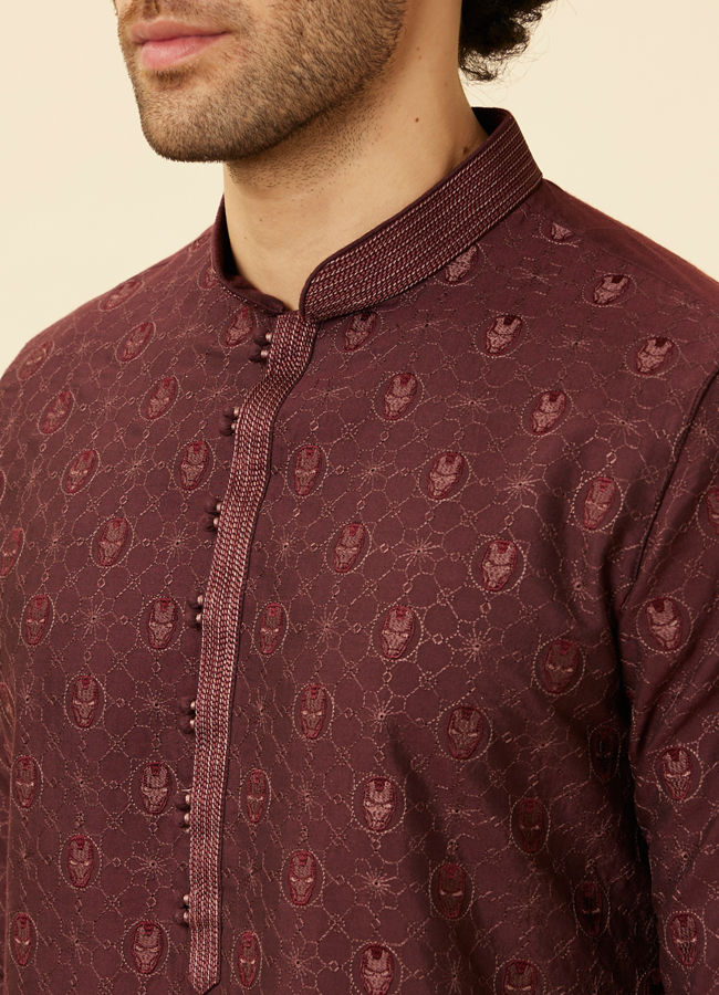 Marsala Red Iron Man Kurta Set image number 1