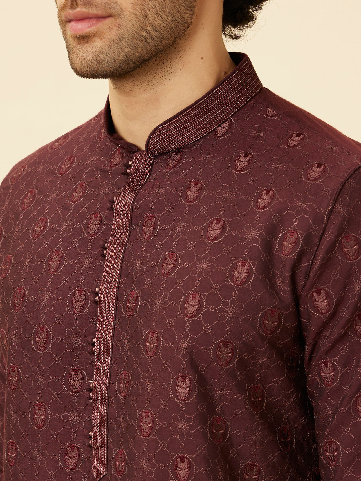 Marsala Red Iron Man Kurta Set image number 1