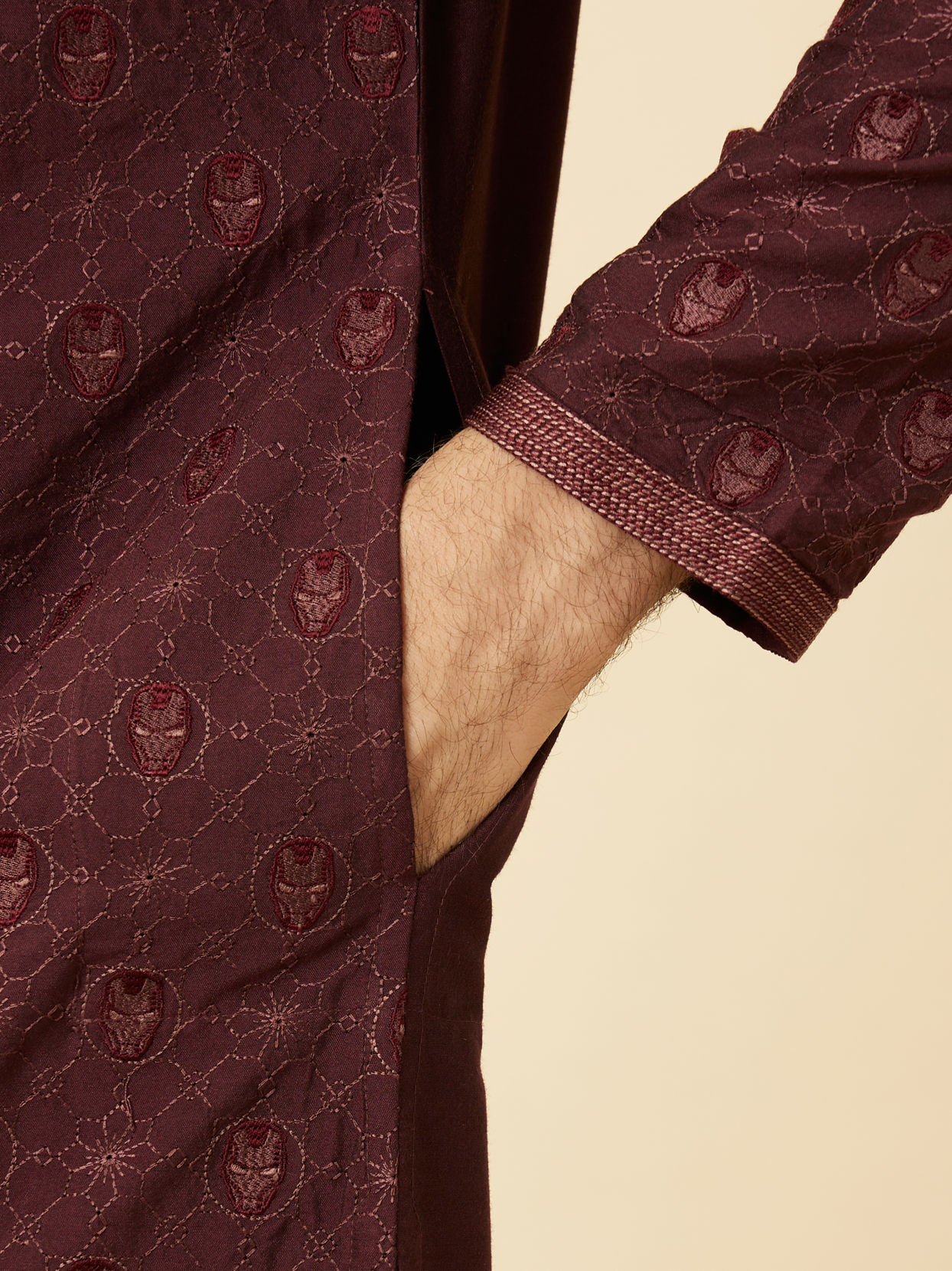Manyavar Men Marsala Red Iron Man Kurta Set